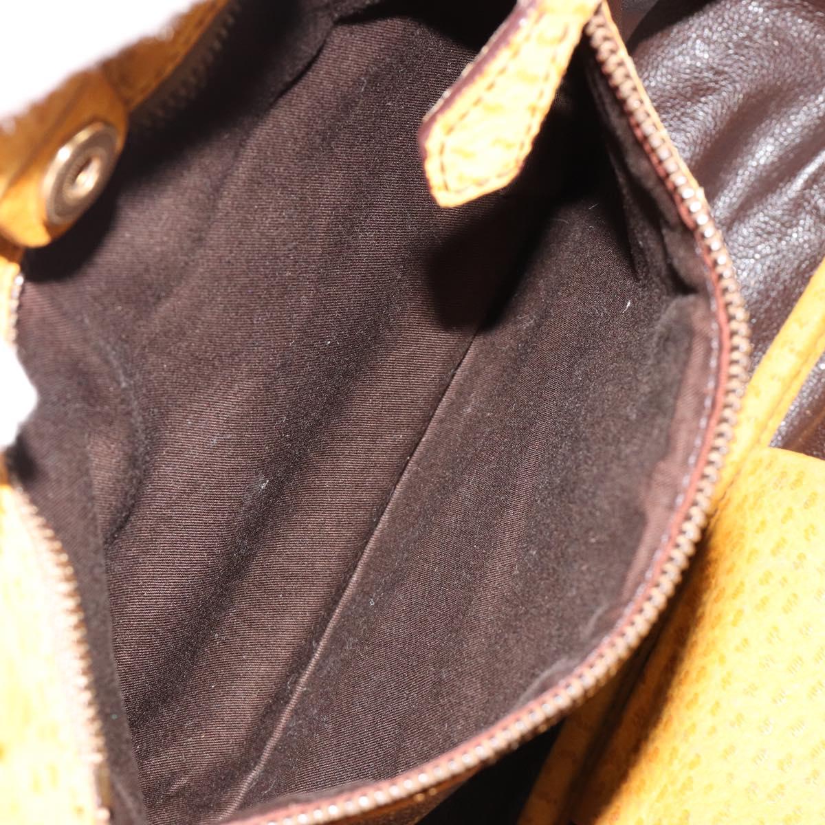 PRADA Hand Bag Canvas Beige Gold Auth 184366