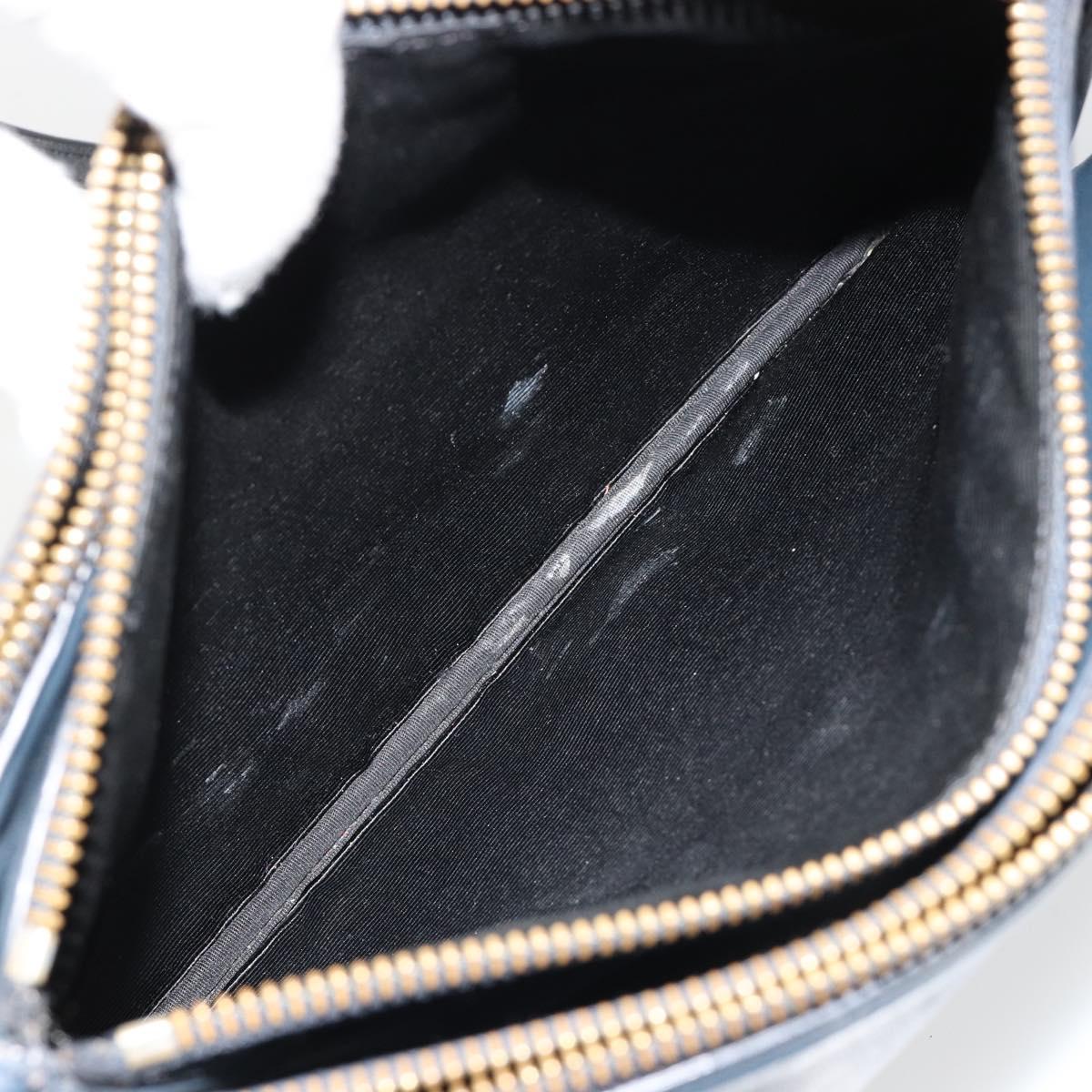 CELINE Trio Shoulder Bag Leather Navy Gold Auth 184367
