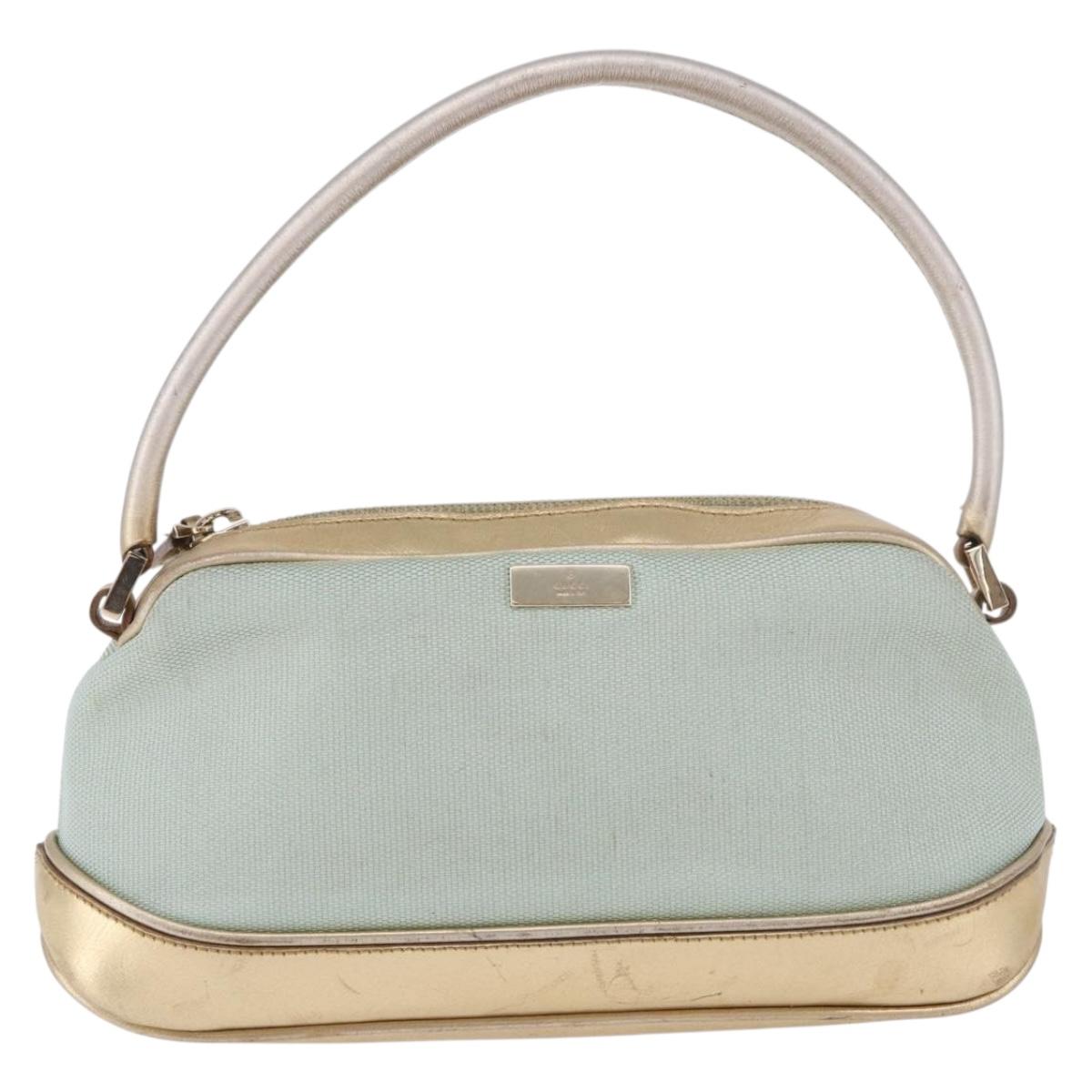 GUCCI Hand Bag Canvas Leather Light Blue 039 1133 Auth 184368A