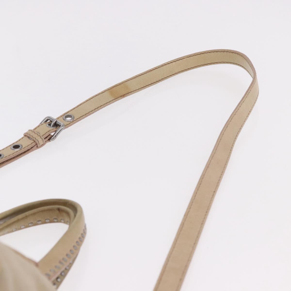 Miu Miu Hand Bag Leather 2way Beige Silver Auth 184373