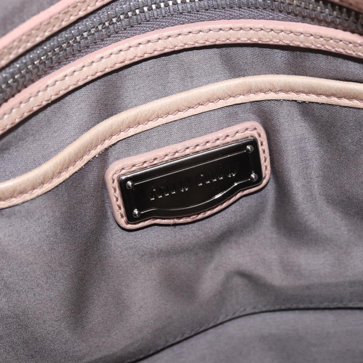Miu Miu Hand Bag Leather 2way Beige Silver Auth 184373
