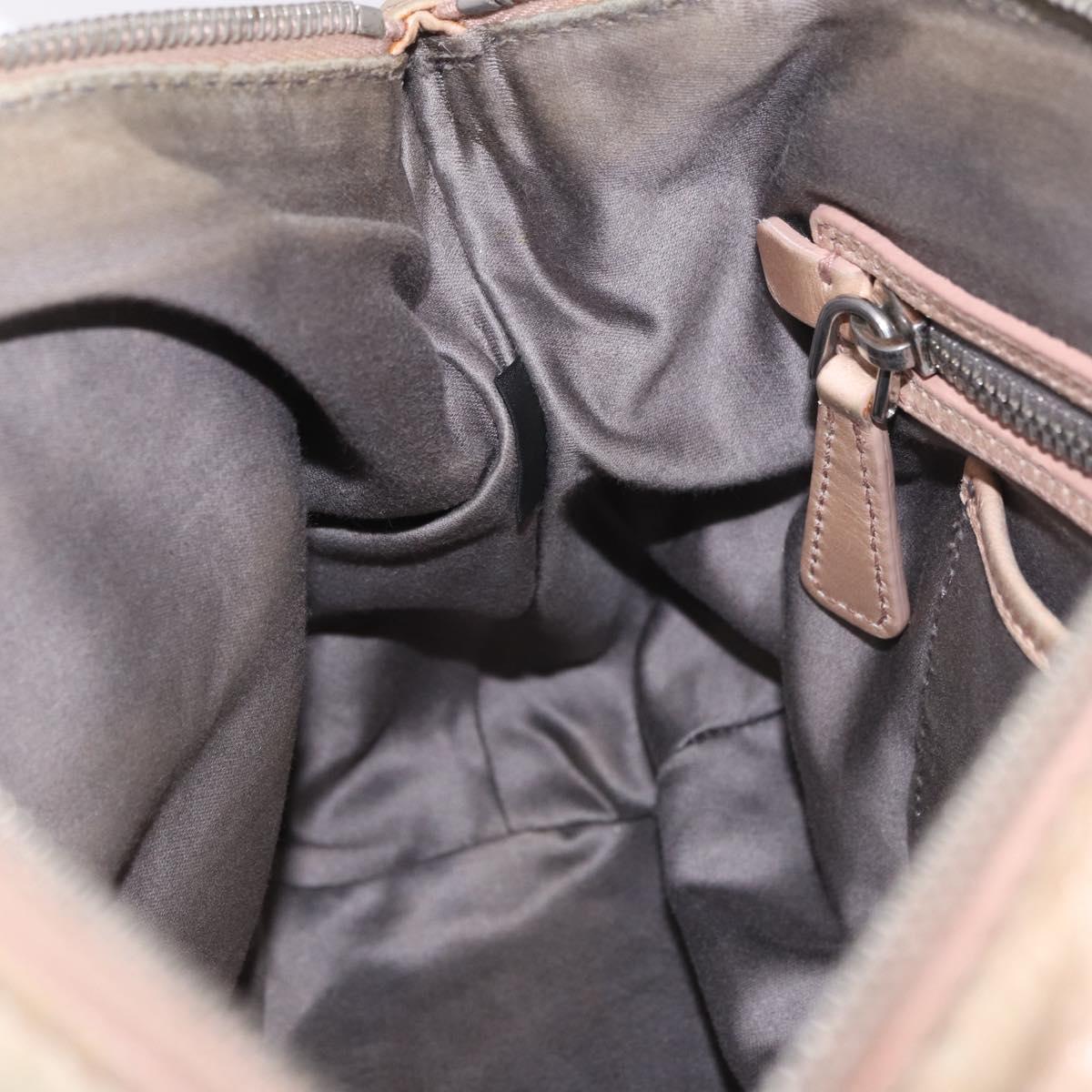 Miu Miu Hand Bag Leather 2way Beige Silver Auth 184373