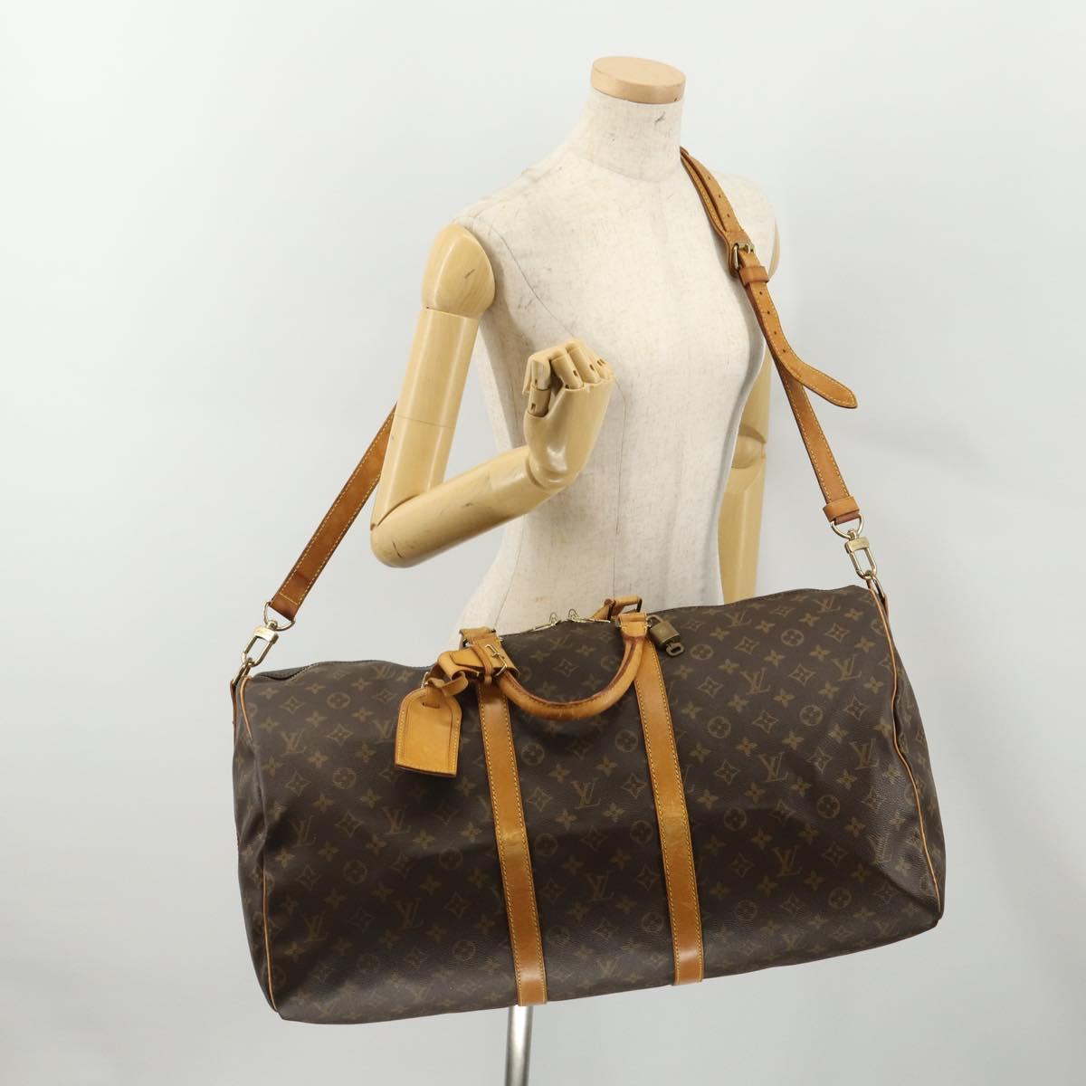 LOUIS VUITTON Monogram Keepall Bandouliere 55 Boston Bag M41414 LV Auth 184377
