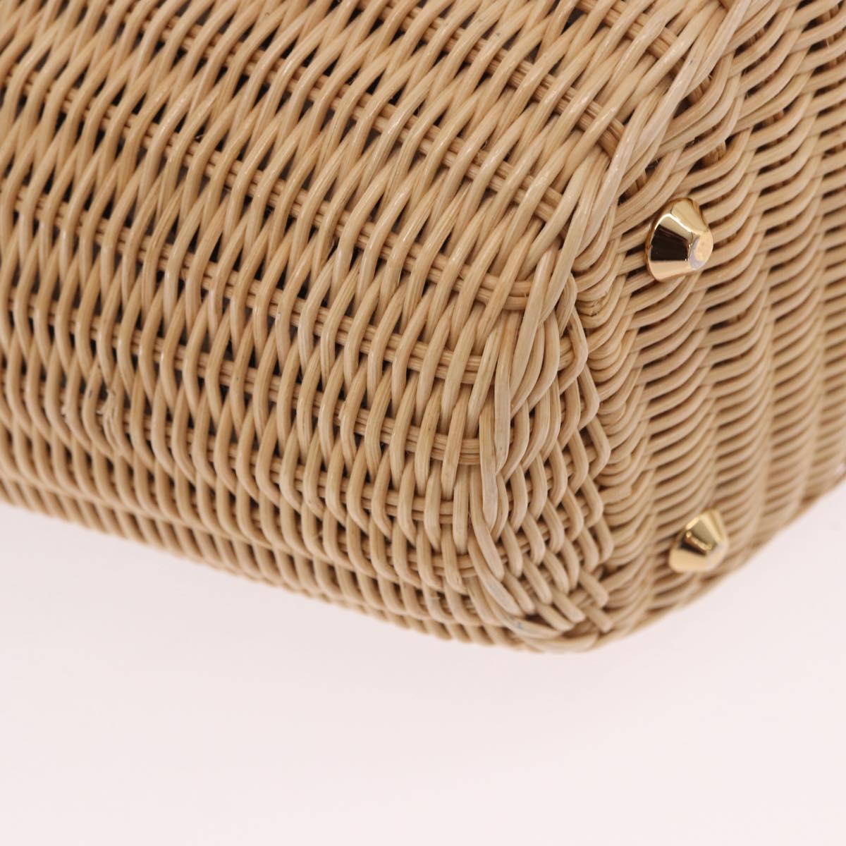 PRADA Hand Bag Rattan Beige Gold Auth 184379SAM