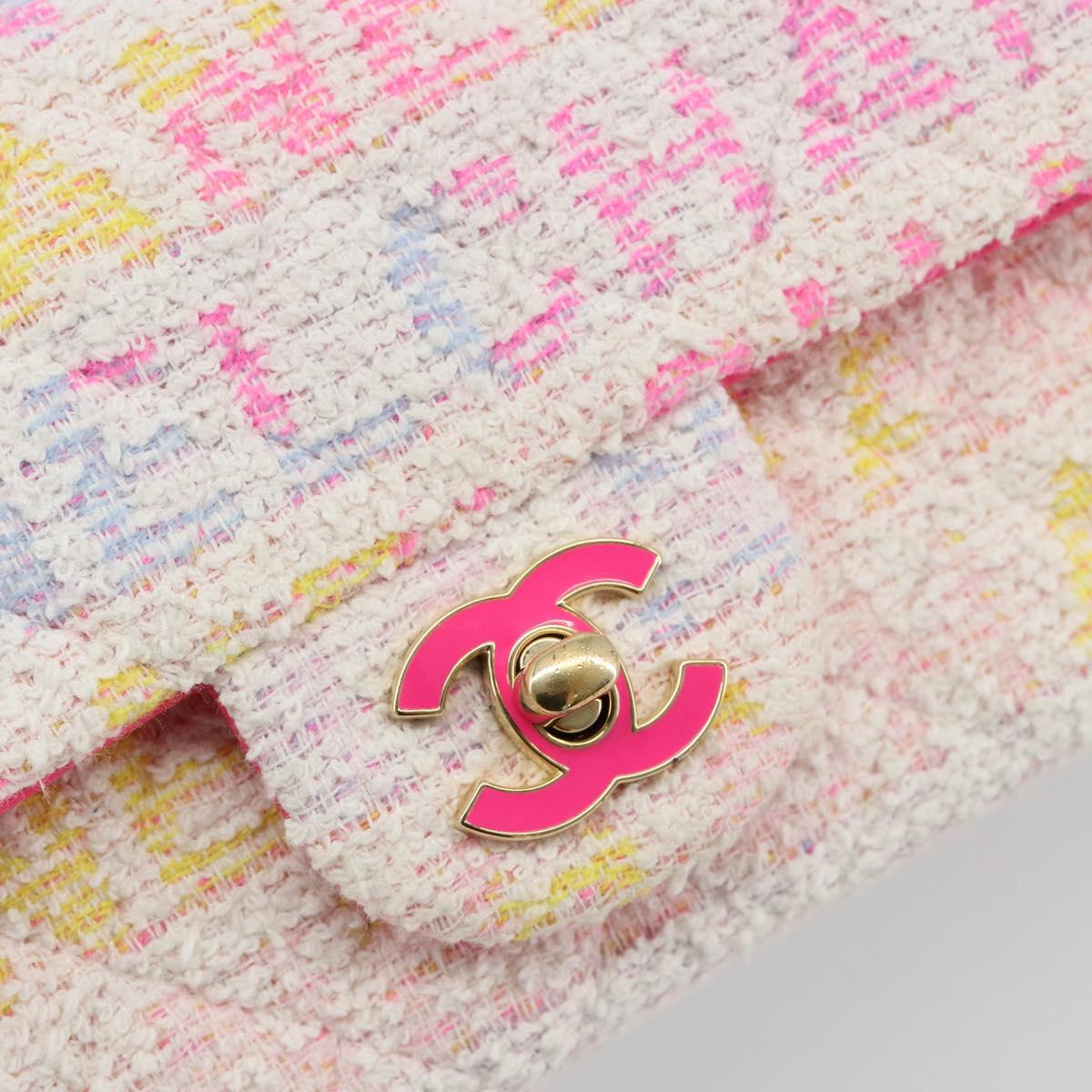 CHANEL Mini Matelasse 20 Shoulder Bag Tweed Multicolor Gold CC Auth 184380SAM