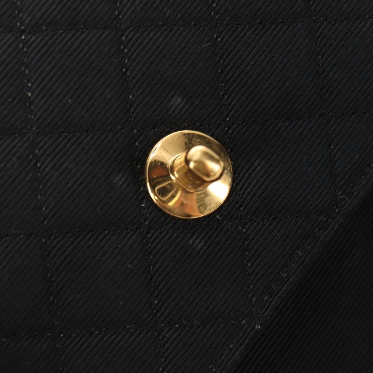 CHANEL Matelasse Chain Shoulder Pouch Canvas Black Gold CC Auth 184384V