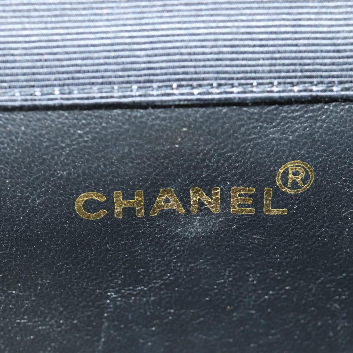 CHANEL Matelasse Chain Shoulder Pouch Canvas Black Gold CC Auth 184384V