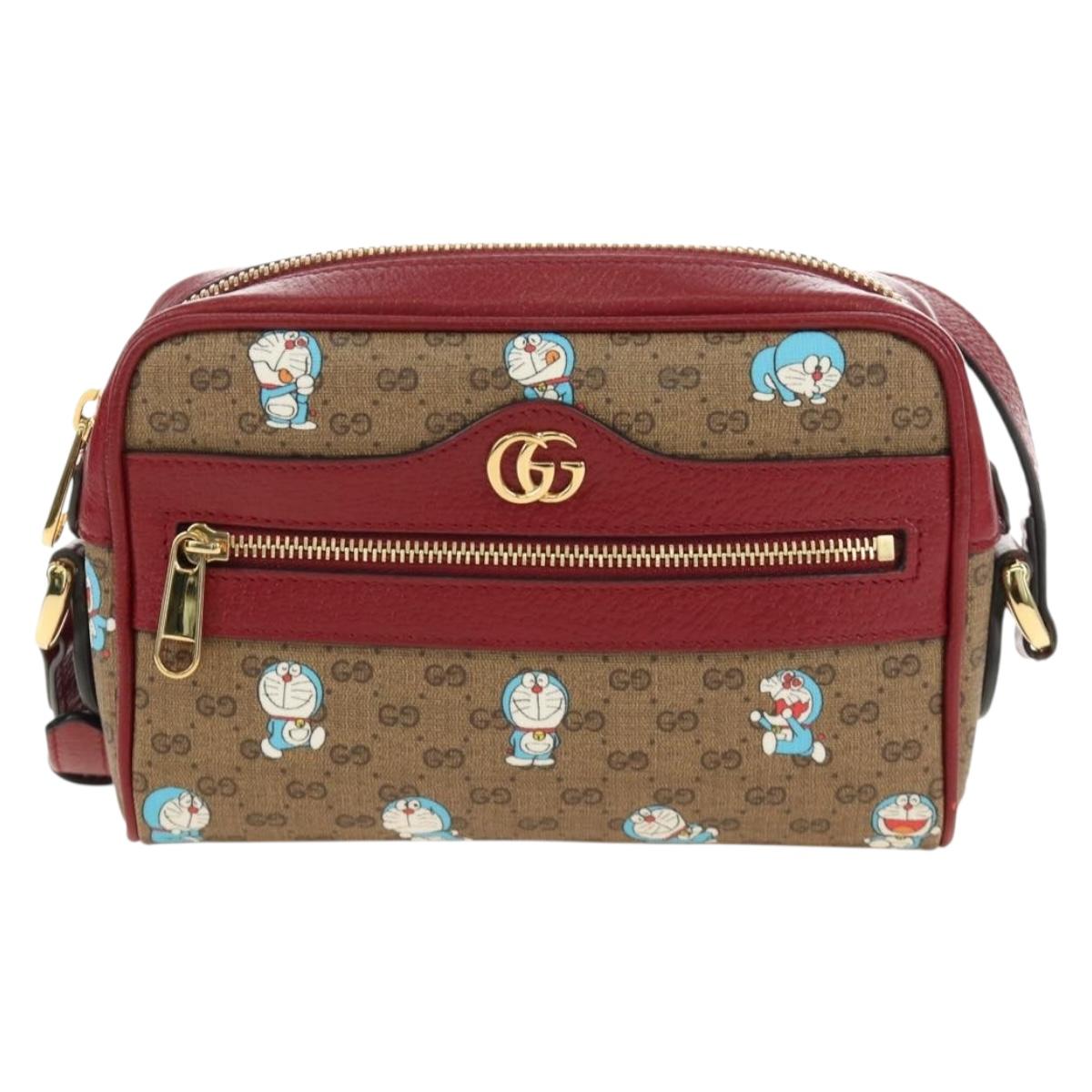 GUCCI Micro GG Supreme Doraemon Collaboration Bag PVC Beige 647784 Auth 184387M