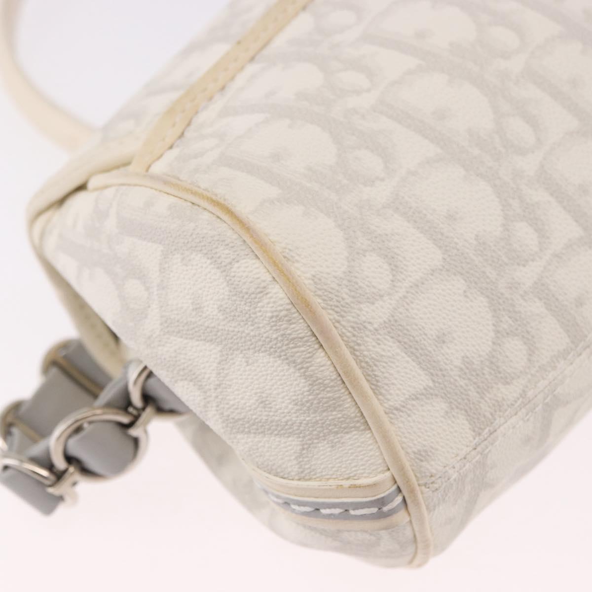 Christian Dior Trotter Canvas Romantic Chain Bag PVC White Silver Auth 184394SAM