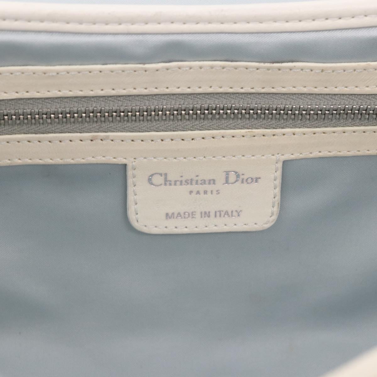 Christian Dior Trotter Canvas Romantic Chain Bag PVC White Silver Auth 184394SAM