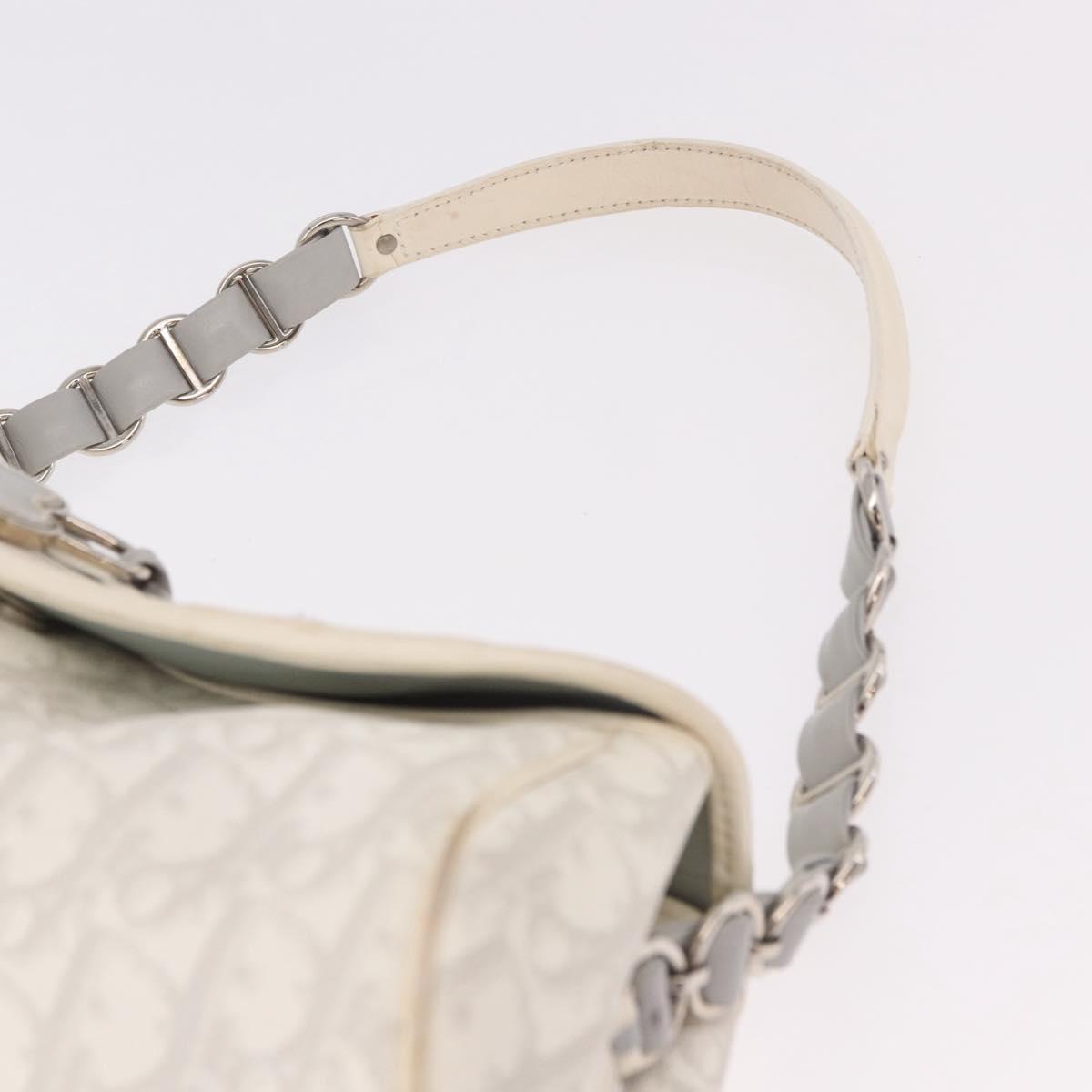 Christian Dior Trotter Canvas Romantic Chain Bag PVC White Silver Auth 184394SAM