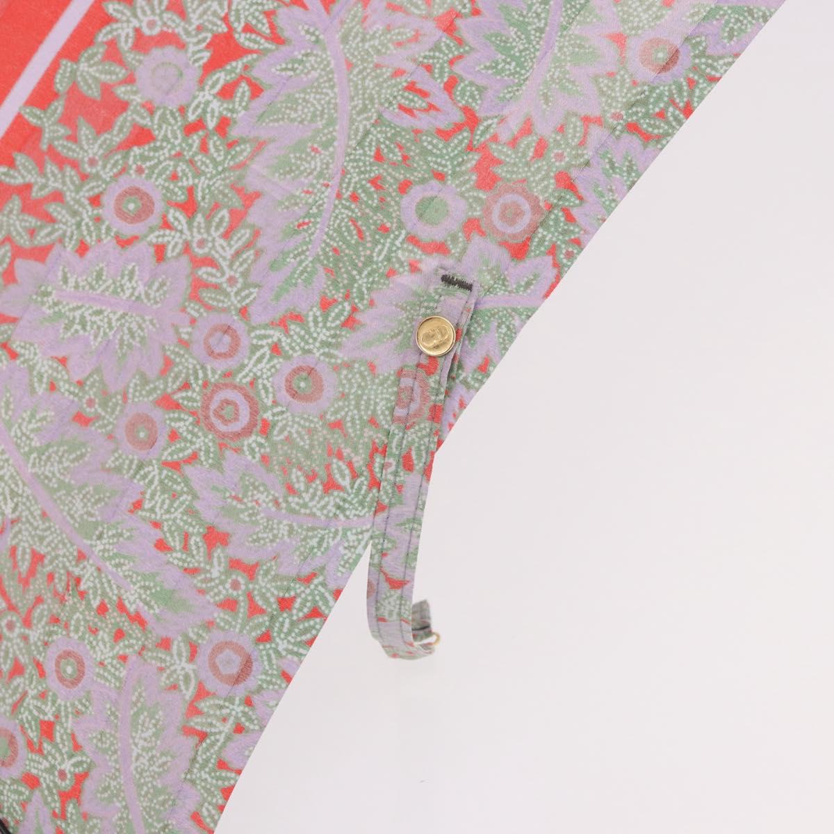 Christian Dior Folding Umbrella Polyester Made by Kanebo Red Gold Auth 184395M