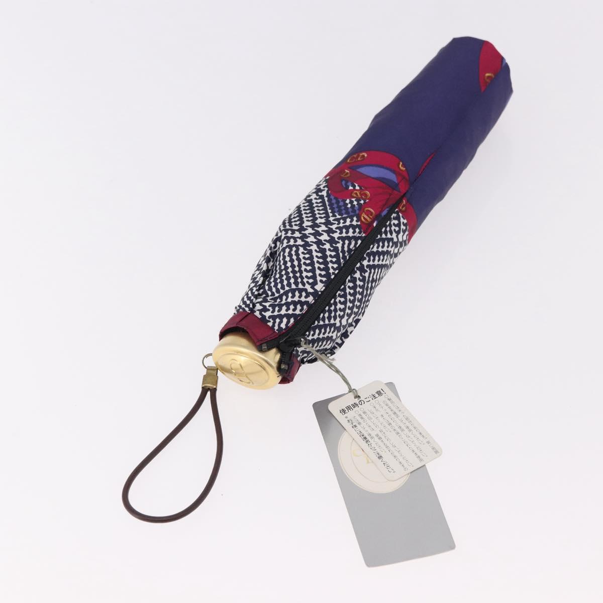 Christian Dior Folding Umbrella Polyester Made by Kanebo Navy Gold Auth 184397M