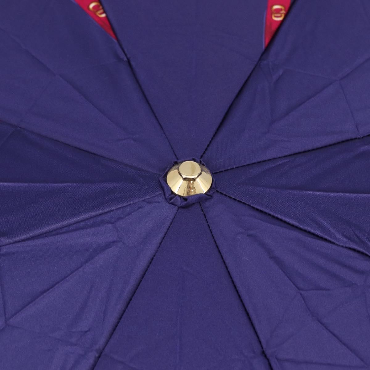 Christian Dior Folding Umbrella Polyester Made by Kanebo Navy Gold Auth 184397M
