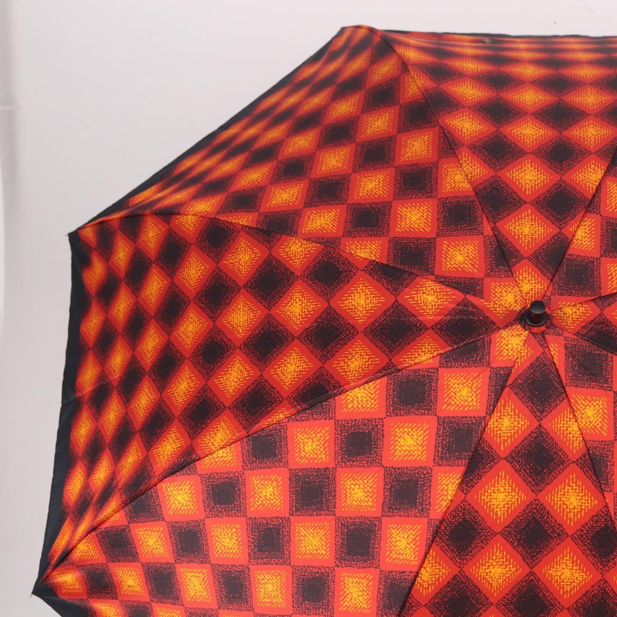 SAINT LAURENT Folding Umbrella Polyester Red Gold Auth 184398M