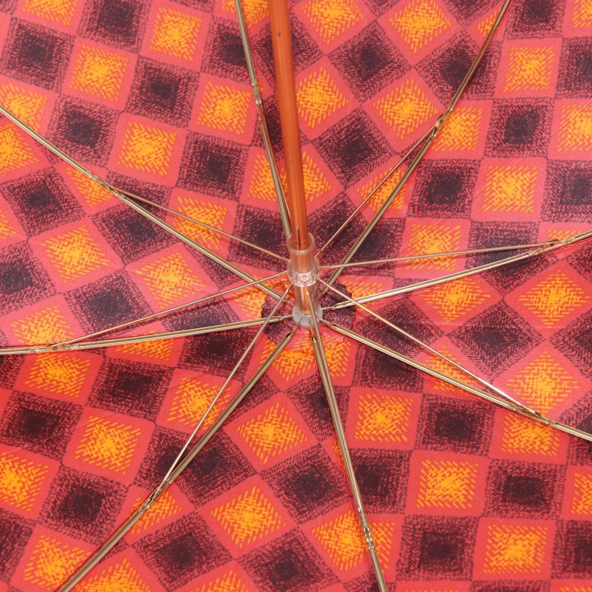SAINT LAURENT Folding Umbrella Polyester Red Gold Auth 184398M