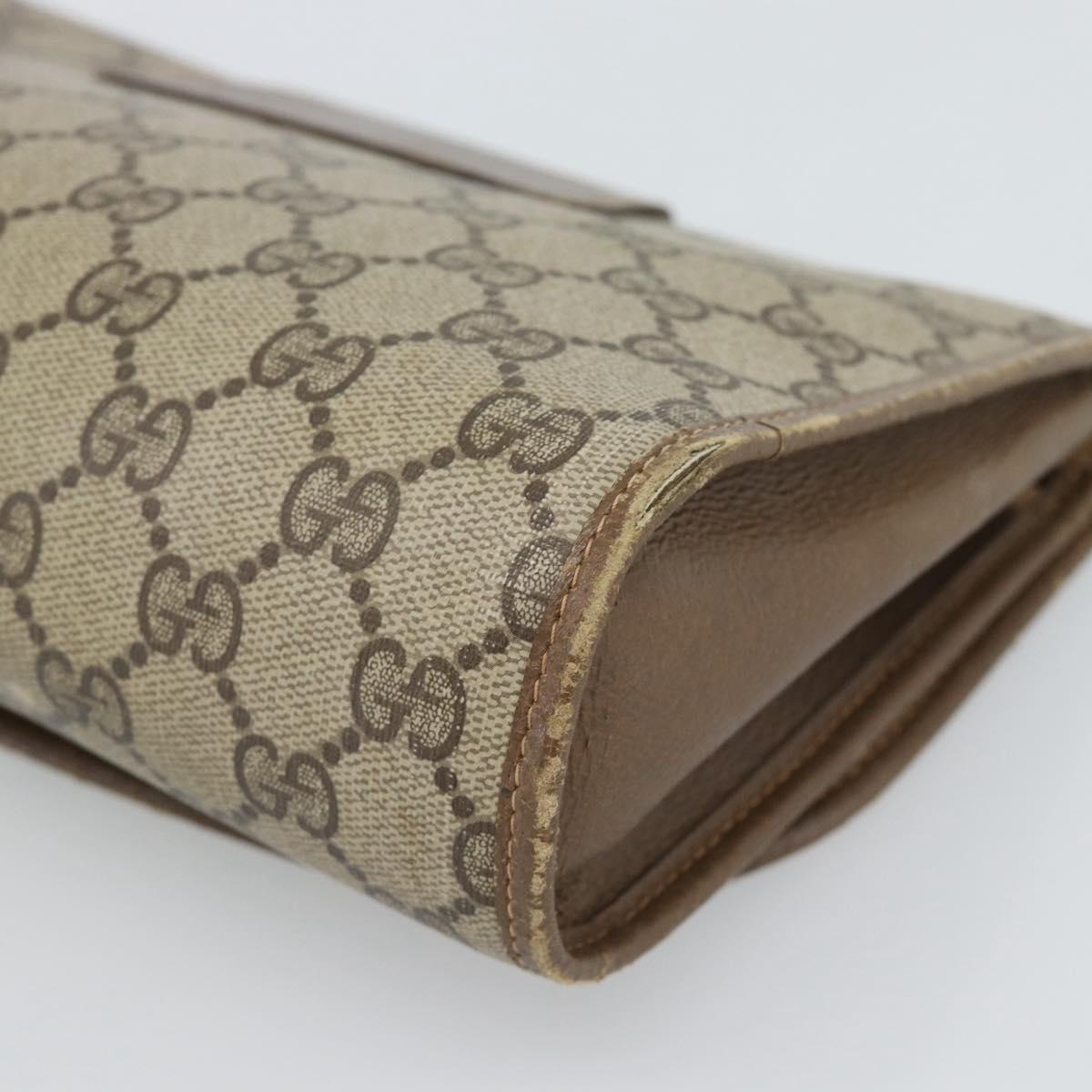 GUCCI GG Supreme Web Sherry Line Clutch Bag PVC Beige Gold 89 01 030 Auth 184406