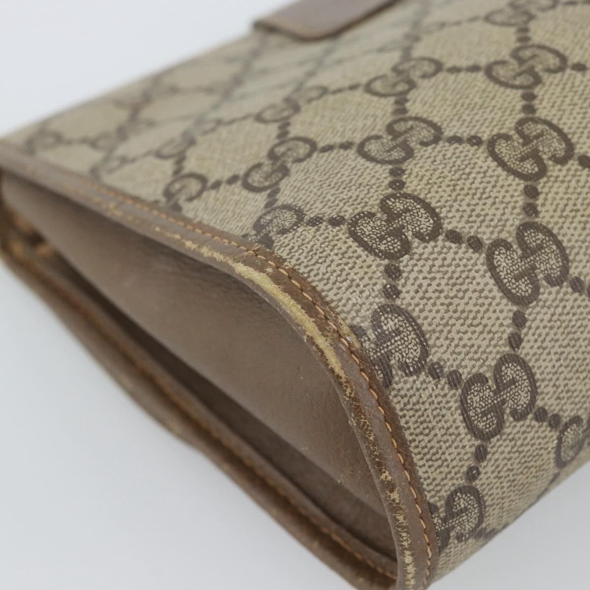 GUCCI GG Supreme Web Sherry Line Clutch Bag PVC Beige Gold 89 01 030 Auth 184406