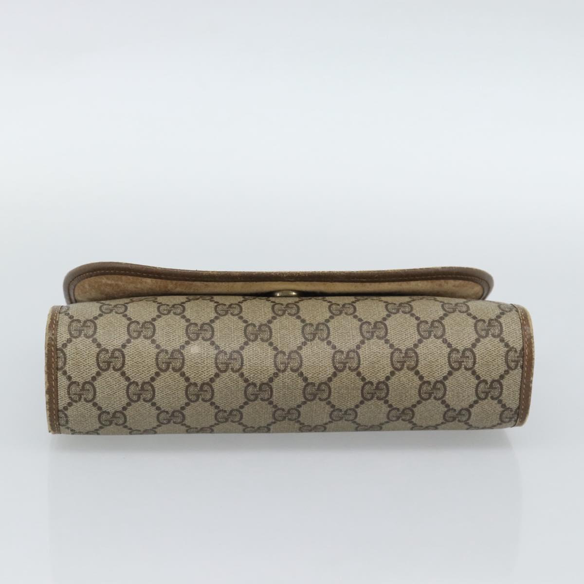 GUCCI GG Supreme Web Sherry Line Clutch Bag PVC Beige Gold 89 01 030 Auth 184406