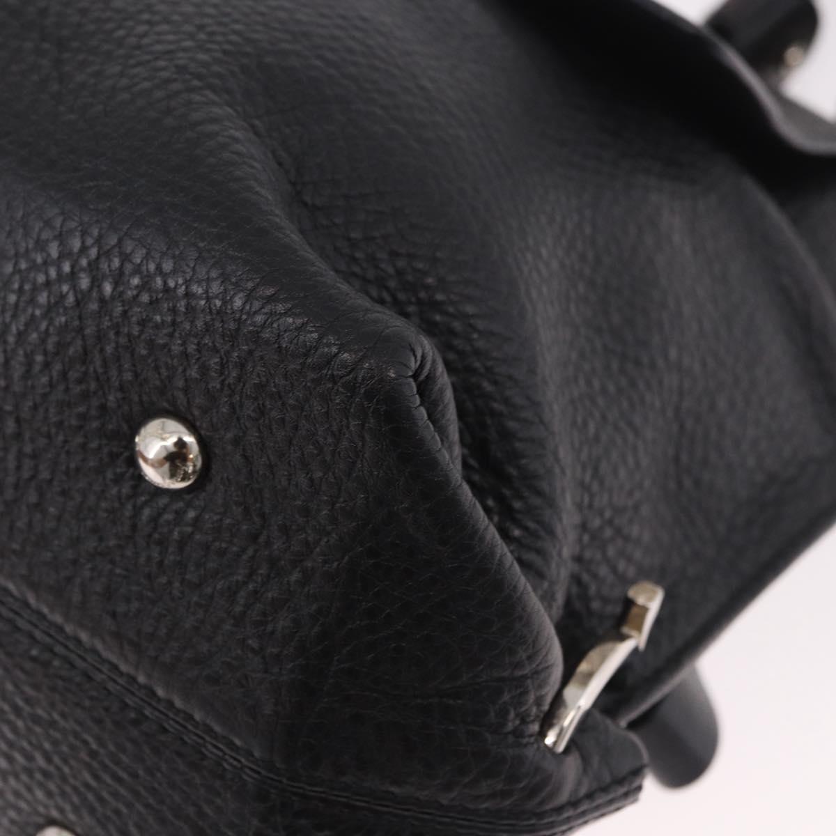 Salvatore Ferragamo Hand Bag Leather 2way Black Silver Auth 184407V
