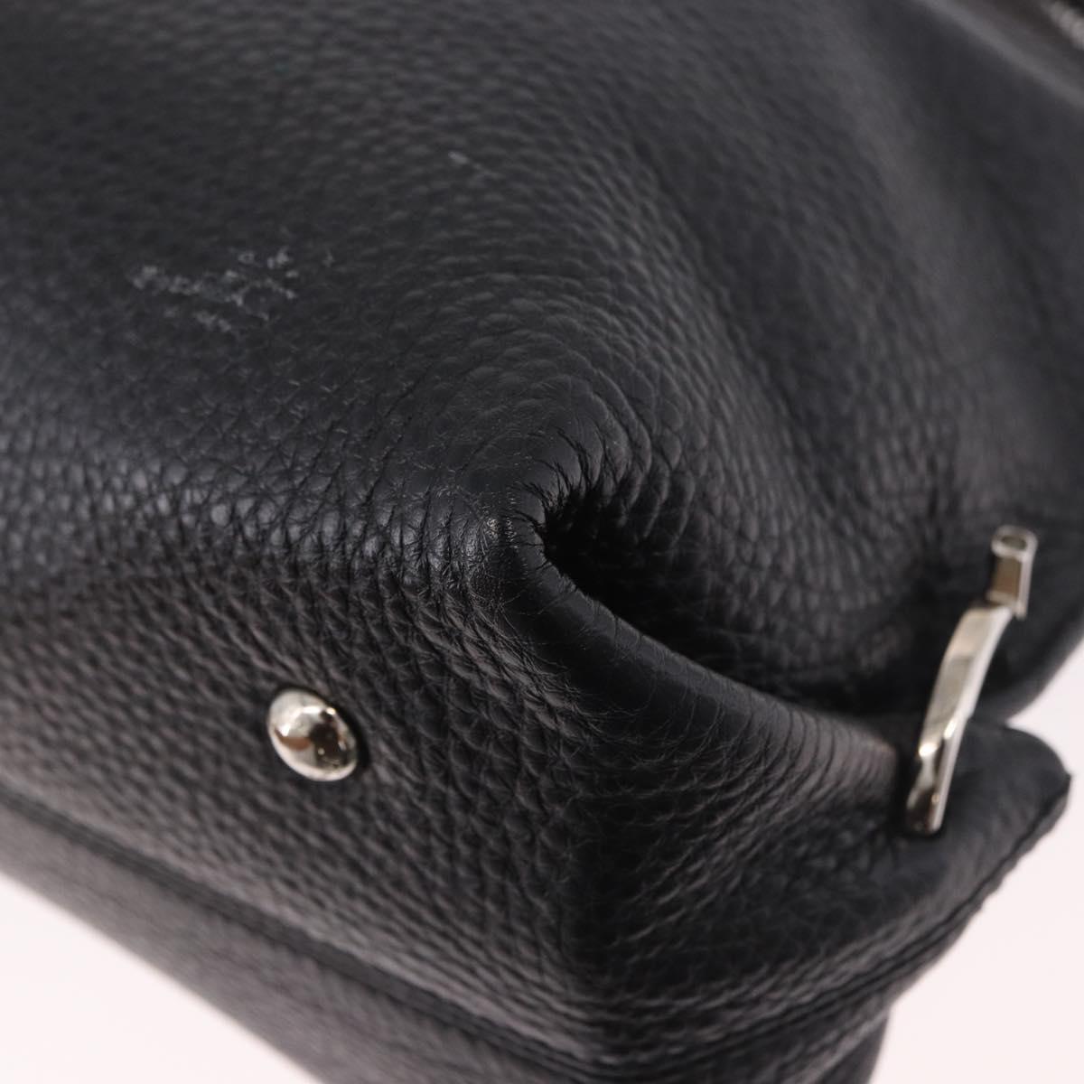 Salvatore Ferragamo Hand Bag Leather 2way Black Silver Auth 184407V
