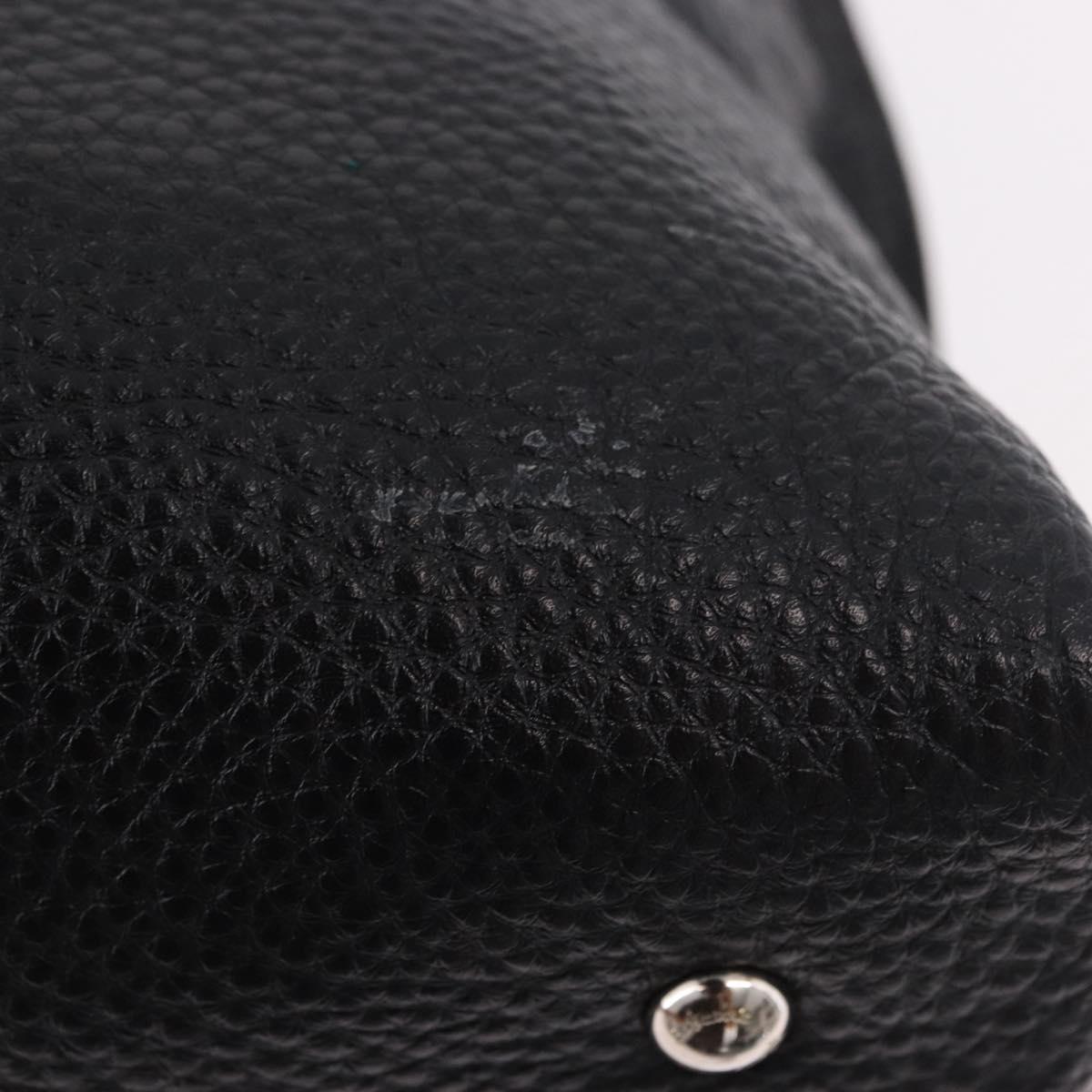 Salvatore Ferragamo Hand Bag Leather 2way Black Silver Auth 184407V
