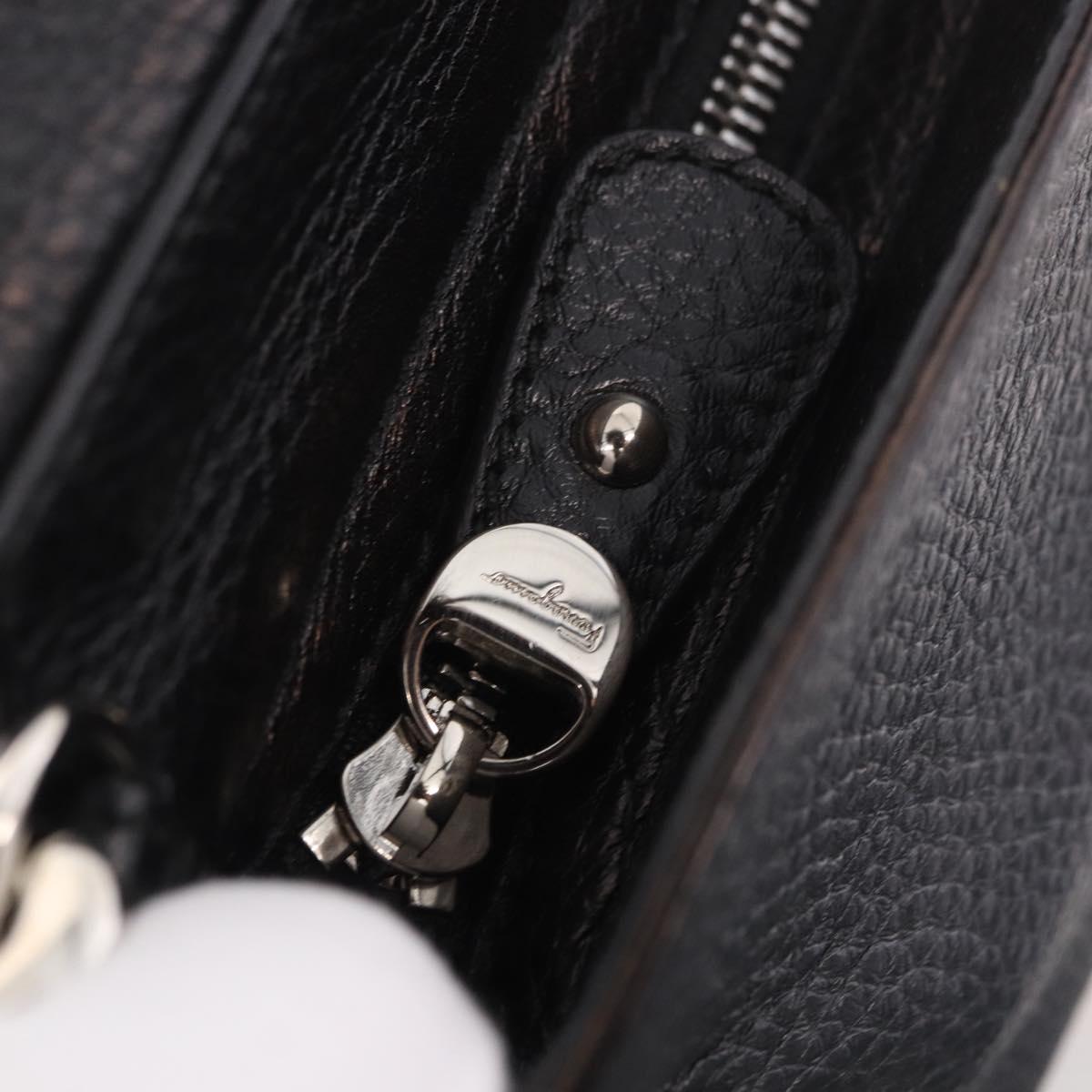 Salvatore Ferragamo Hand Bag Leather 2way Black Silver Auth 184407V