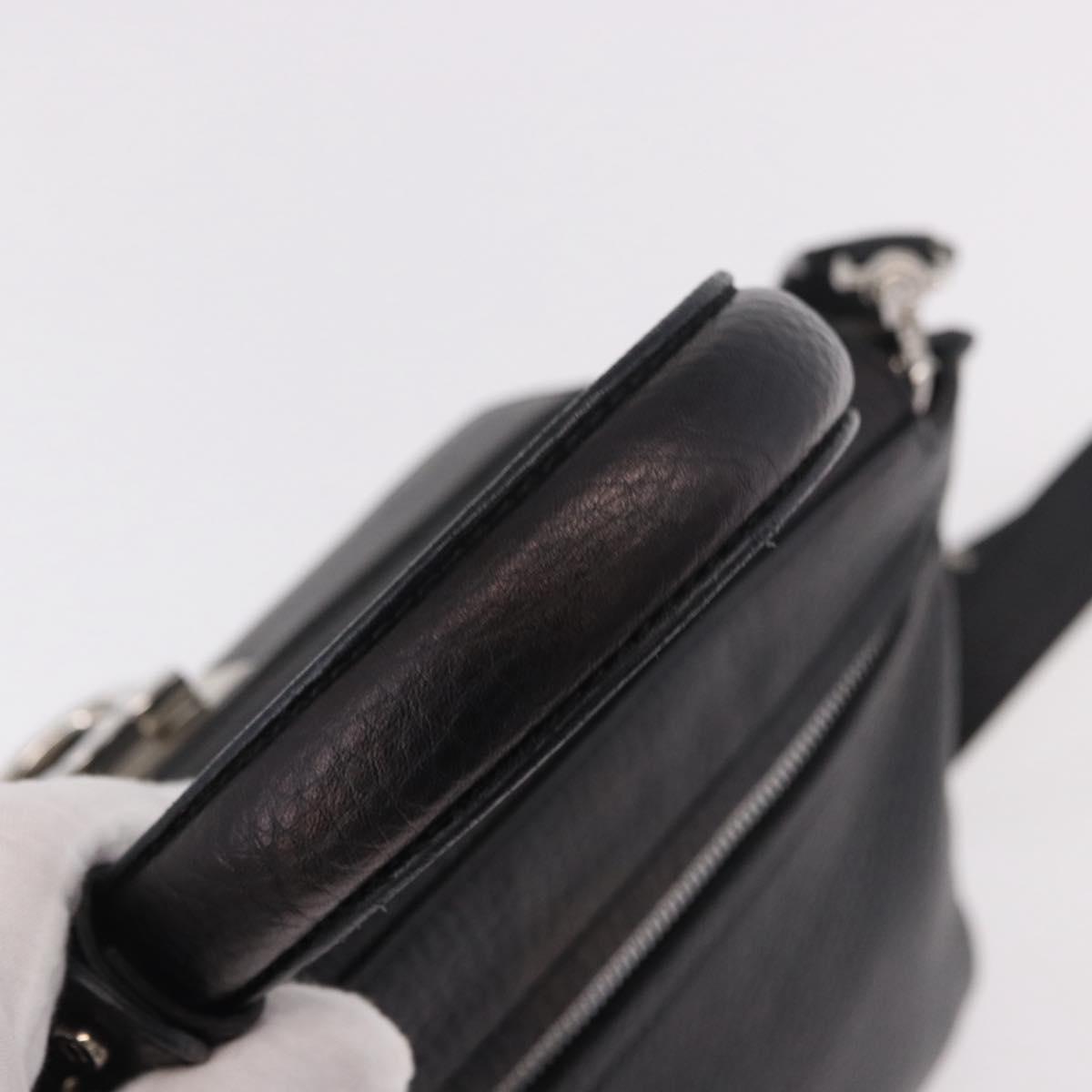 Salvatore Ferragamo Hand Bag Leather 2way Black Silver Auth 184407V