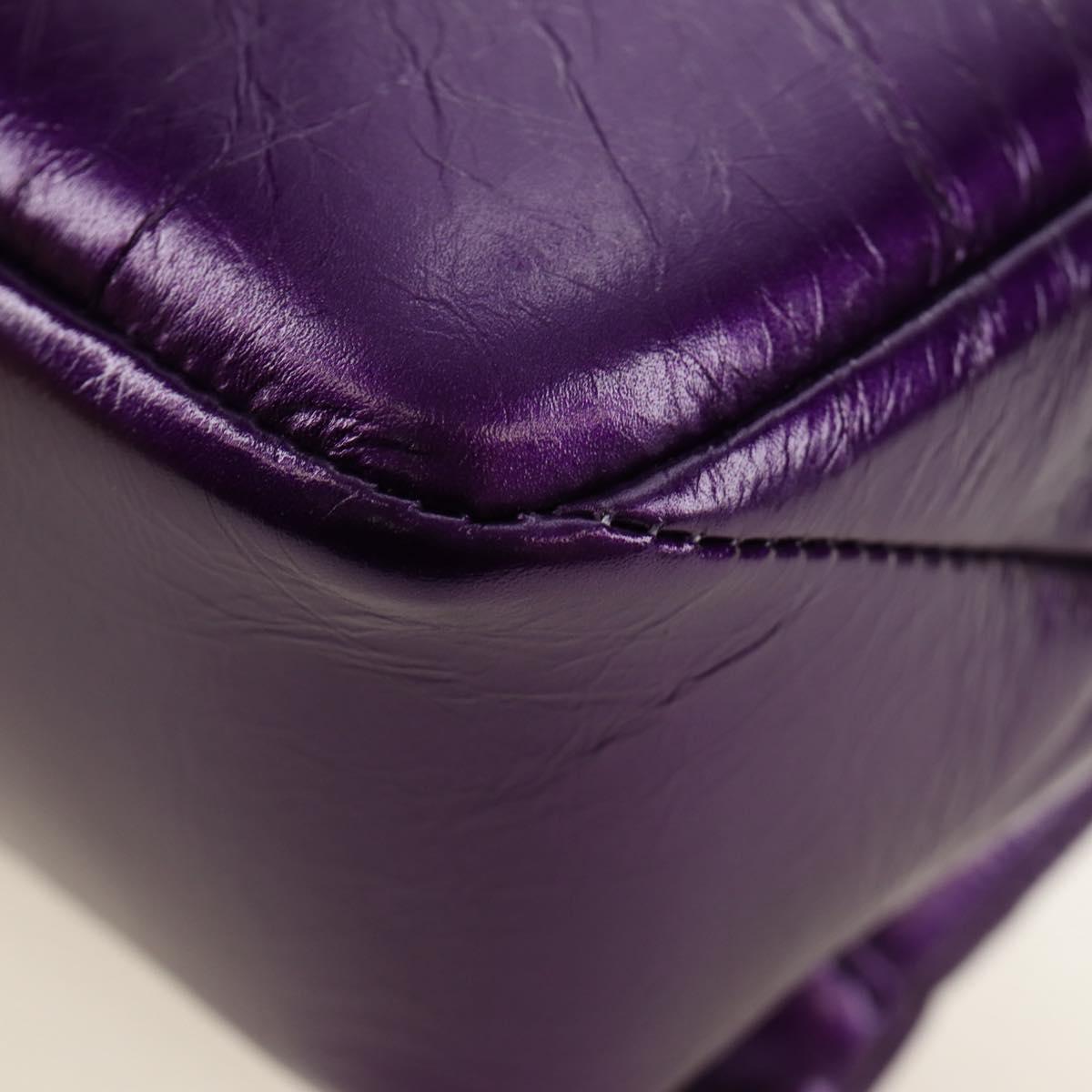 BVLGARI Serpenti Cabochon Cross Body Bag Leather Purple Gold Auth 184409SAM