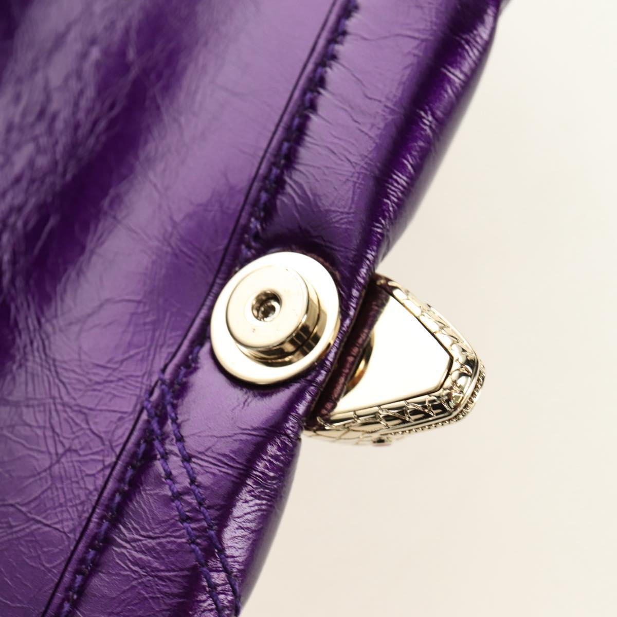 BVLGARI Serpenti Cabochon Cross Body Bag Leather Purple Gold Auth 184409SAM
