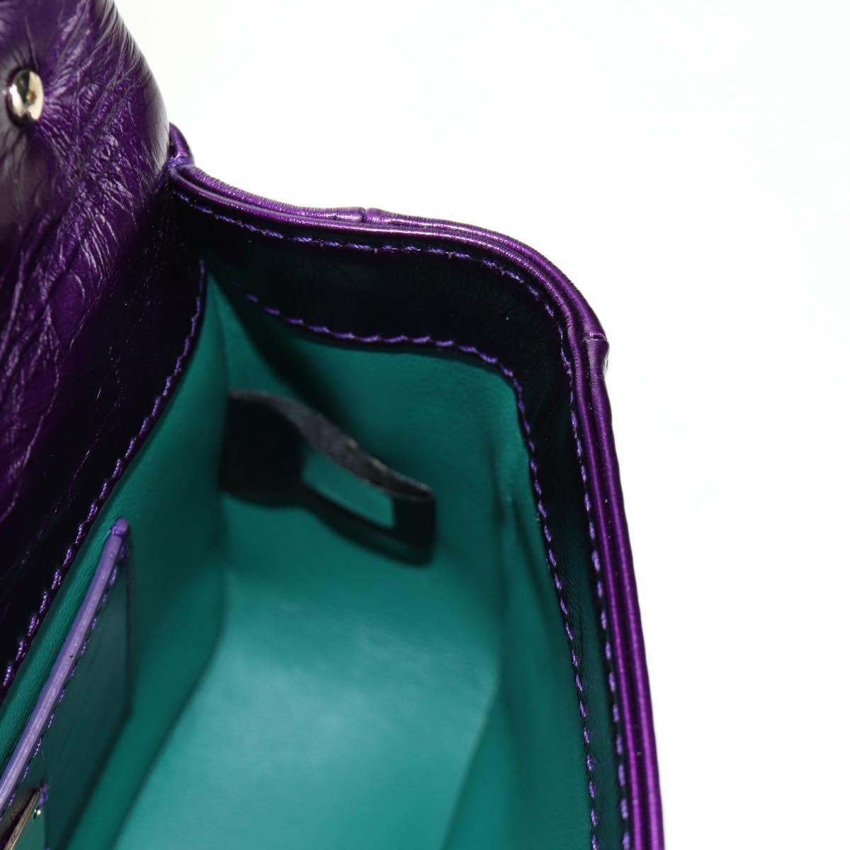 BVLGARI Serpenti Cabochon Cross Body Bag Leather Purple Gold Auth 184409SAM