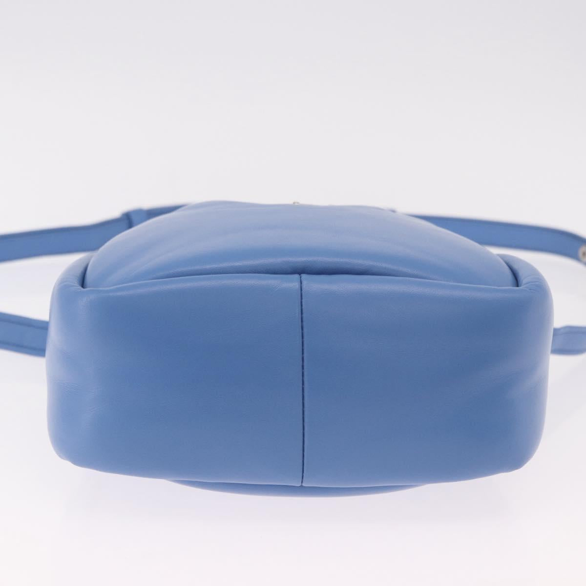 PRADA Hand Bag Leather 2way Light Blue Silver Auth 184410SAM