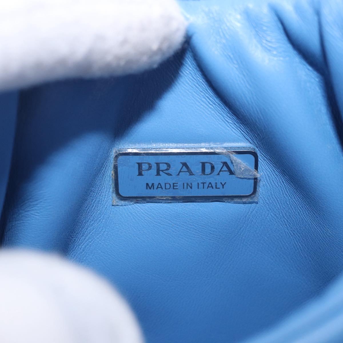 PRADA Hand Bag Leather 2way Light Blue Silver Auth 184410SAM