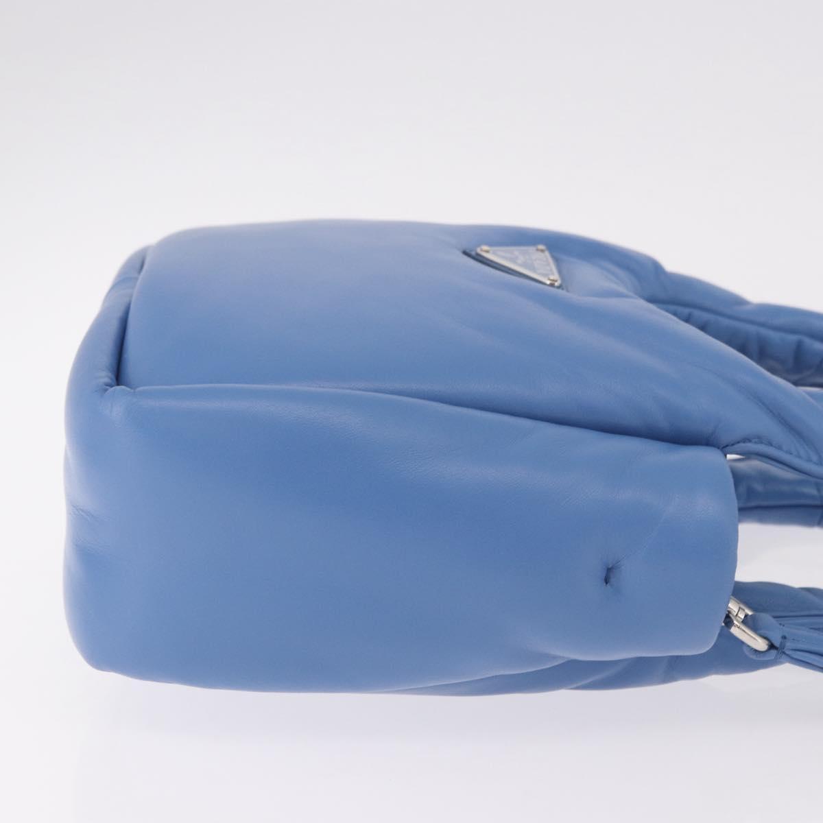 PRADA Hand Bag Leather 2way Light Blue Silver Auth 184410SAM