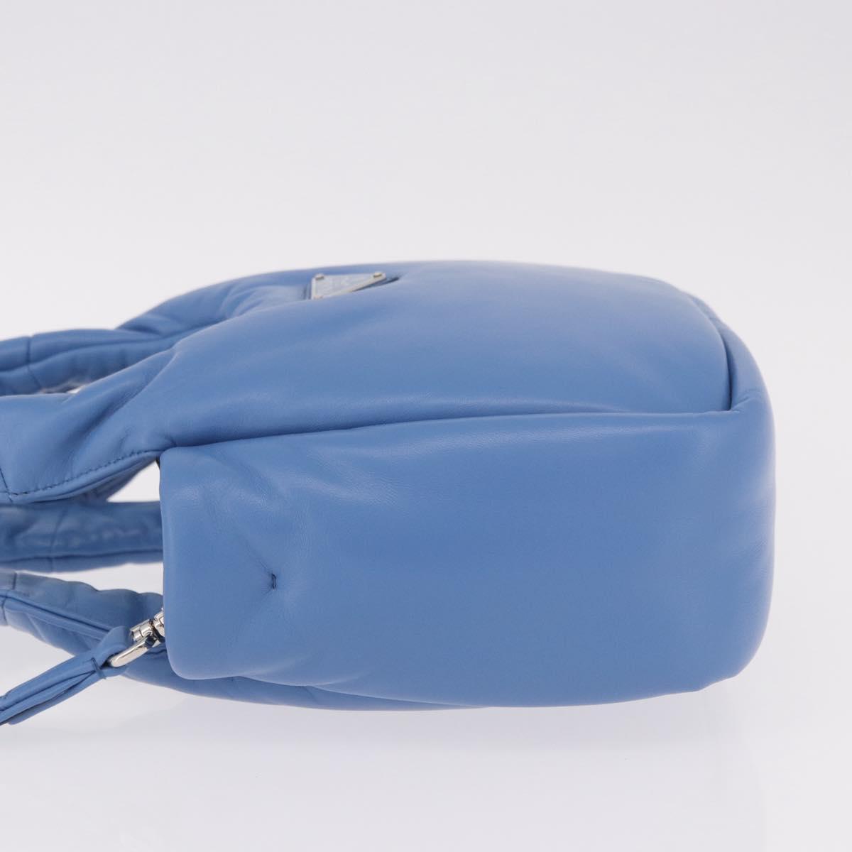 PRADA Hand Bag Leather 2way Light Blue Silver Auth 184410SAM