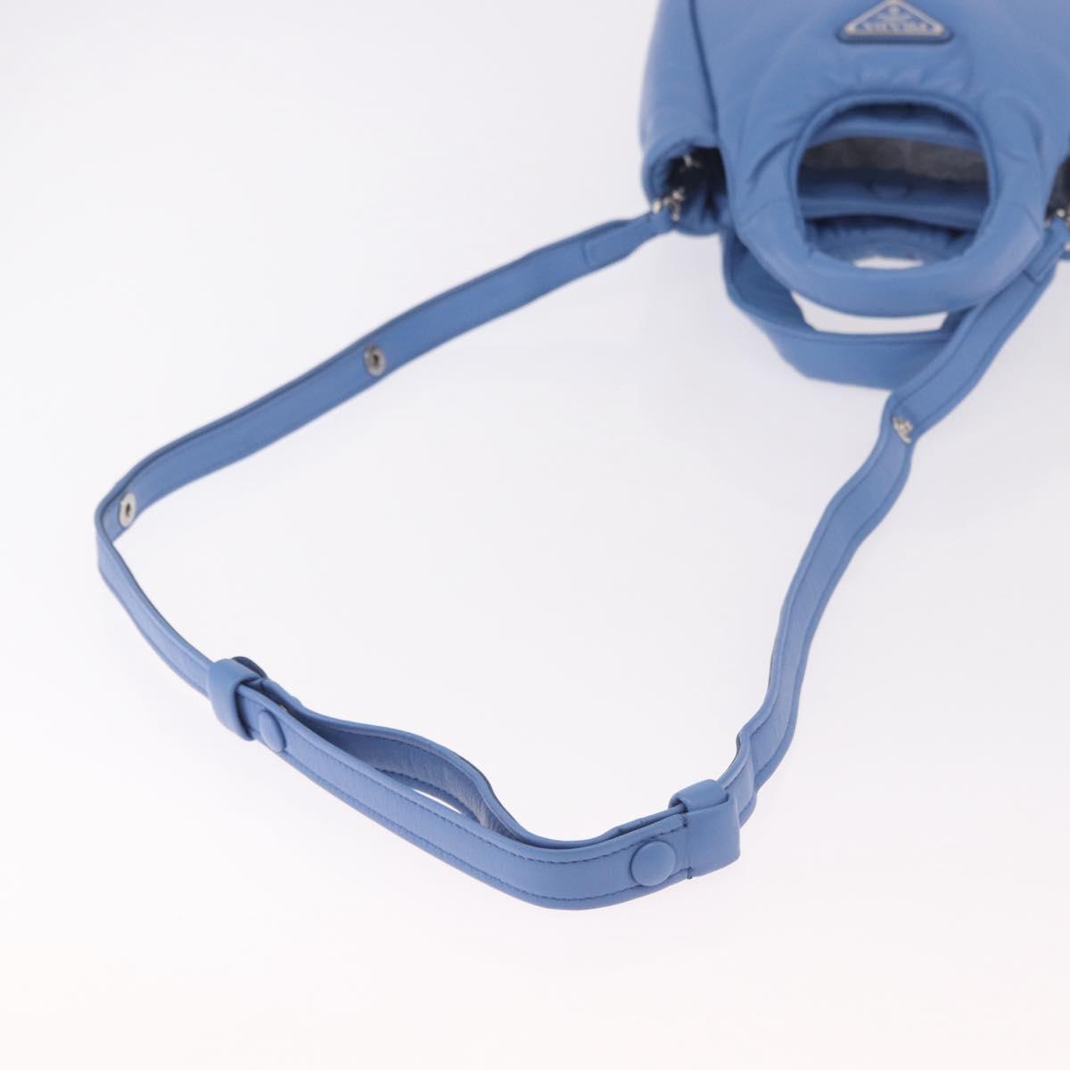 PRADA Hand Bag Leather 2way Light Blue Silver Auth 184410SAM