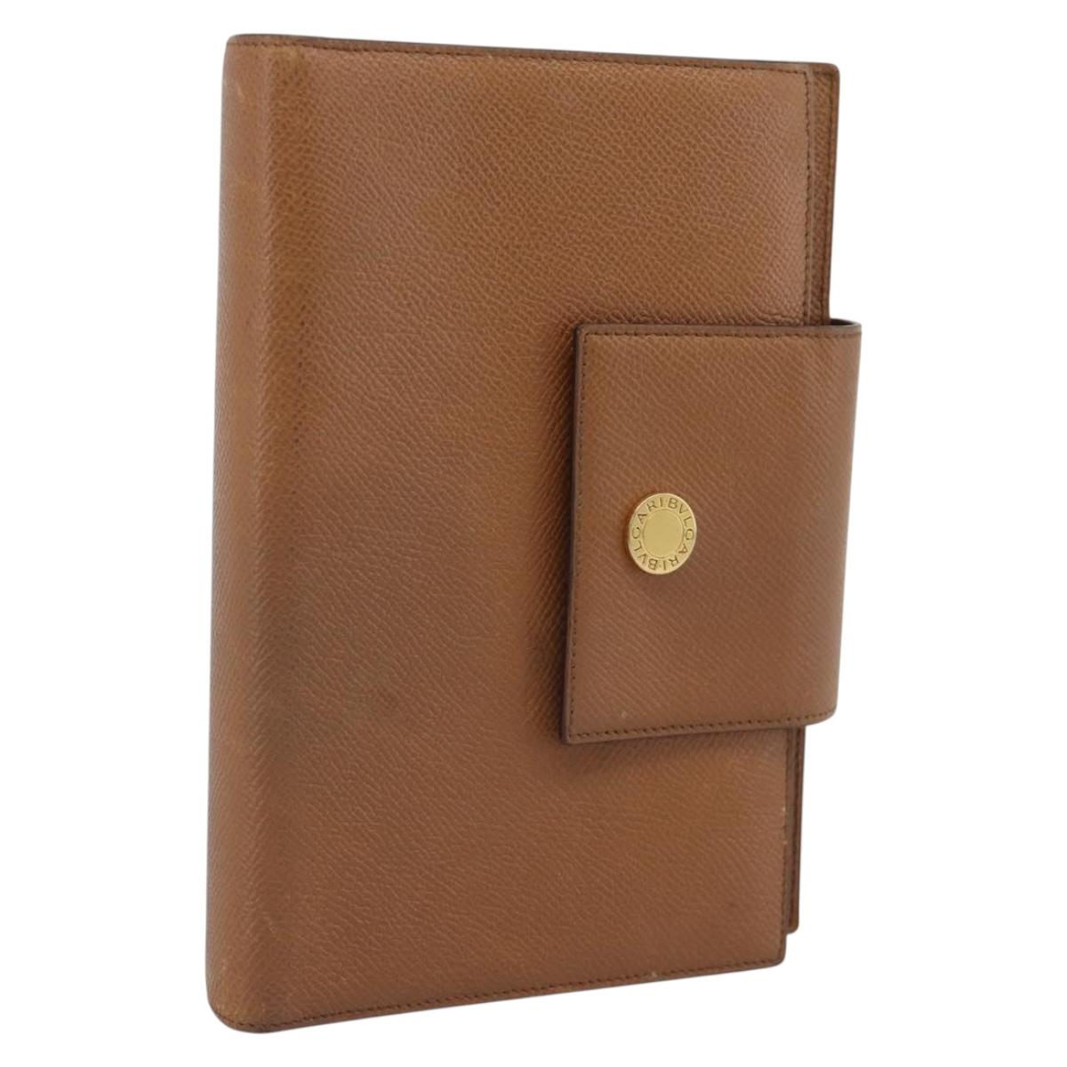 BVLGARI Day Planner Cover Leather Brown Gold Auth 184414