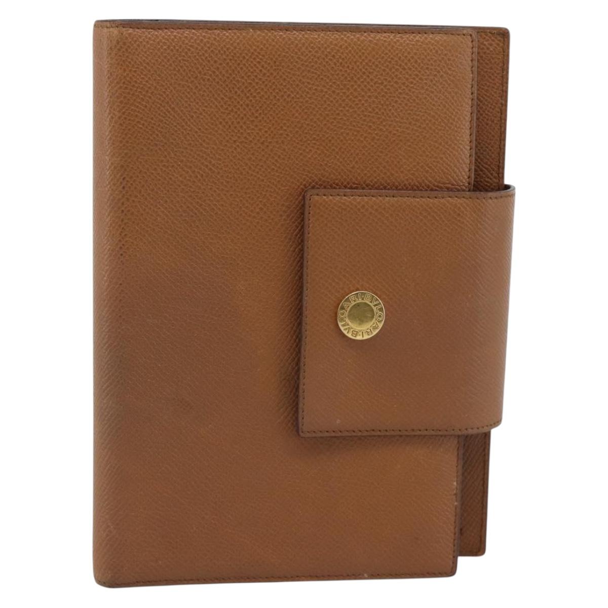 BVLGARI Day Planner Cover Leather Brown Gold Auth 184414