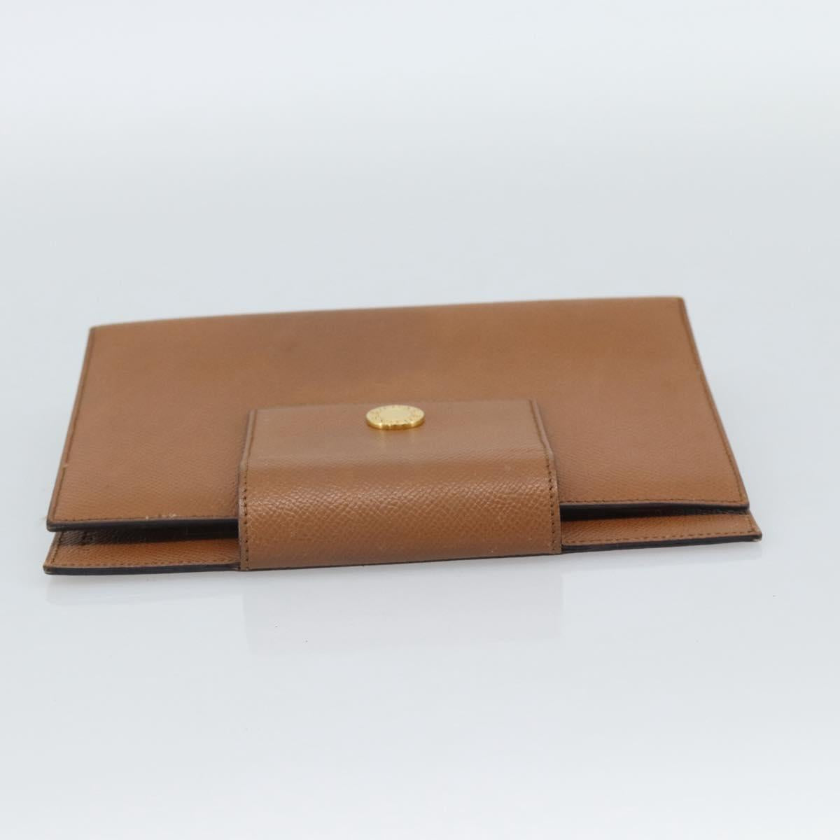 BVLGARI Day Planner Cover Leather Brown Gold Auth 184414