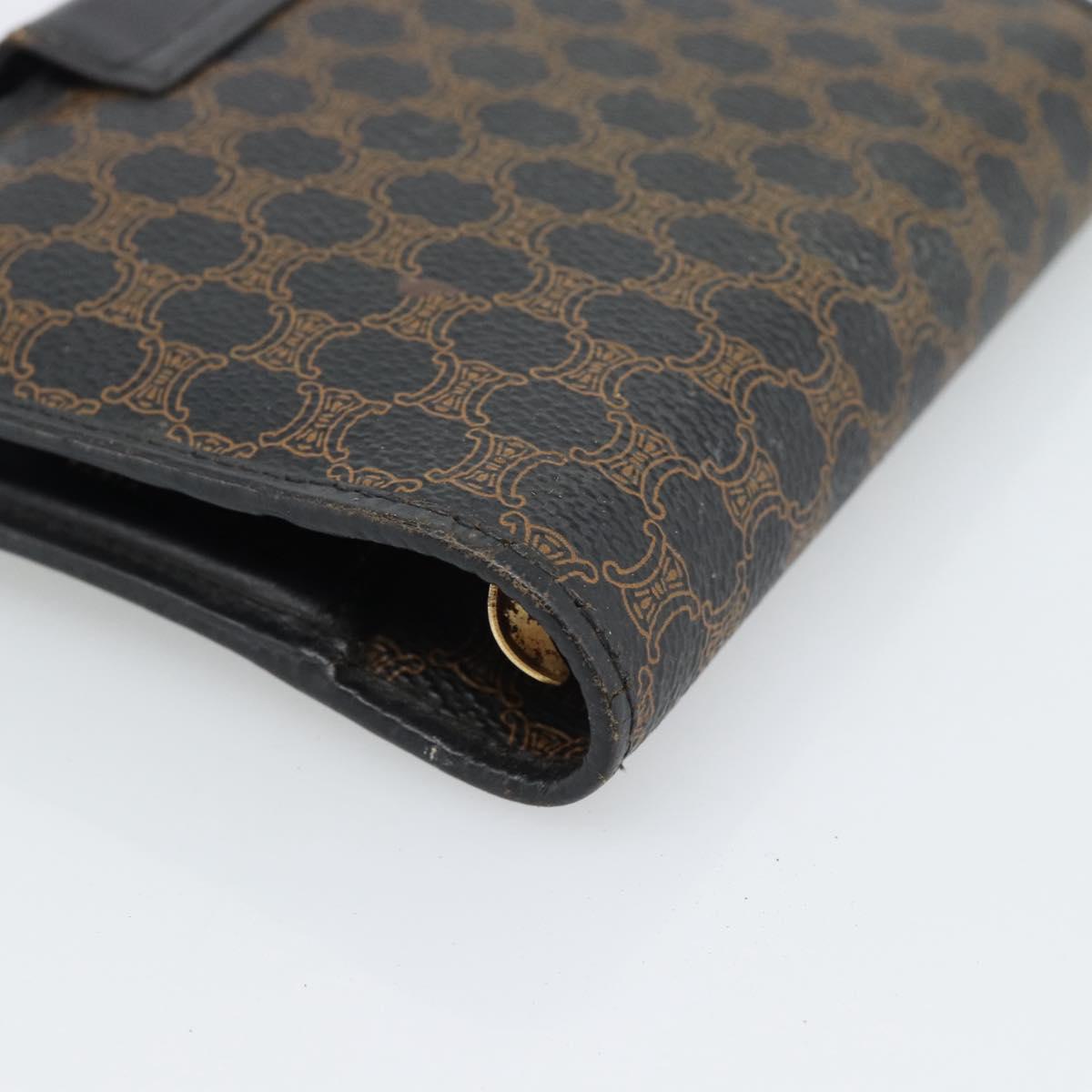 CELINE Macadam Canvas Day Planner Cover PVC Leather Black Gold Auth 184416
