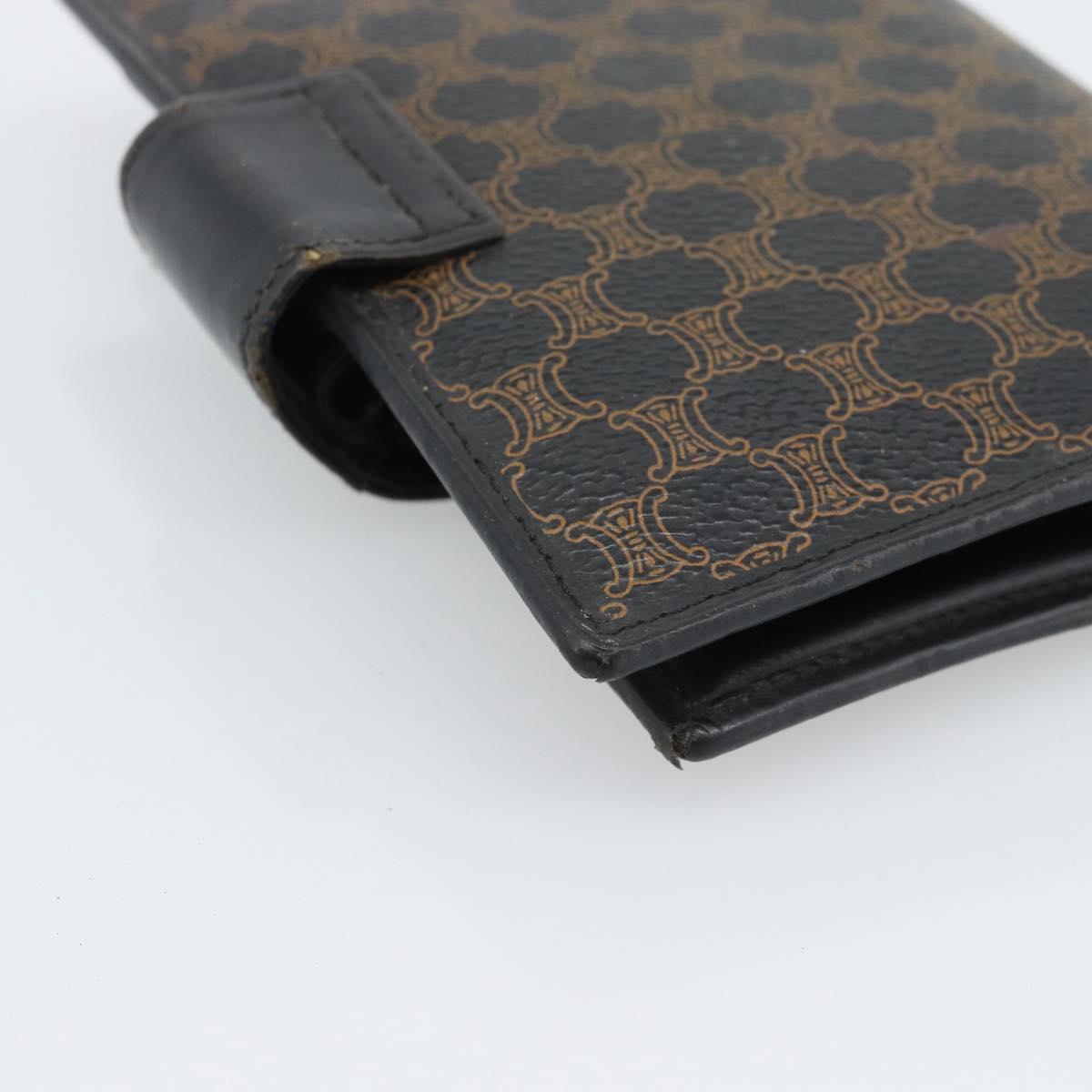 CELINE Macadam Canvas Day Planner Cover PVC Leather Black Gold Auth 184416