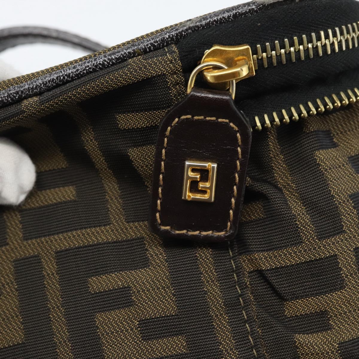 FENDI Zucca Canvas Vanity Pouch Black Brown Auth 184417