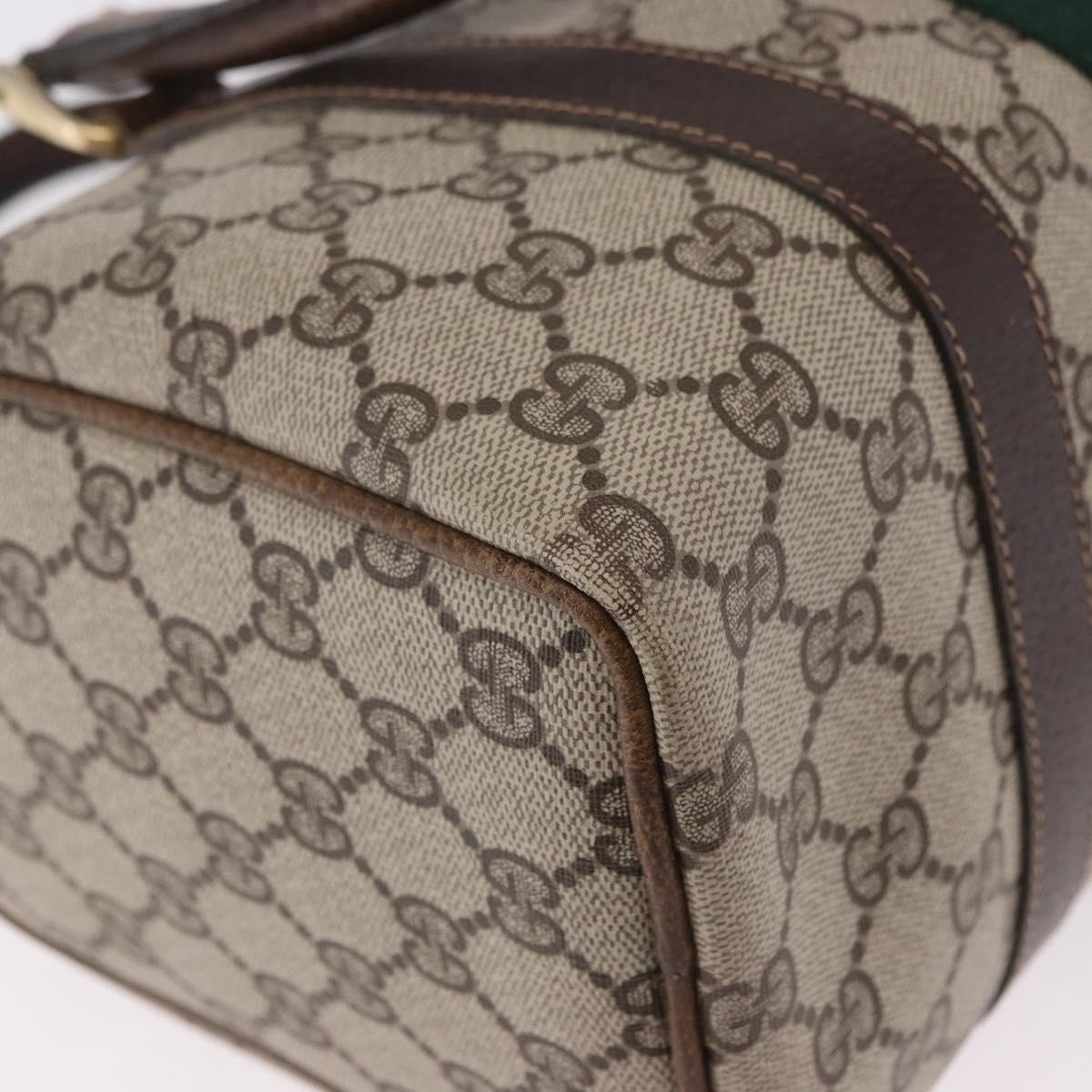 GUCCI GG Supreme Web Sherry Line Hand Bag PVC Beige Gold Red Auth 184430
