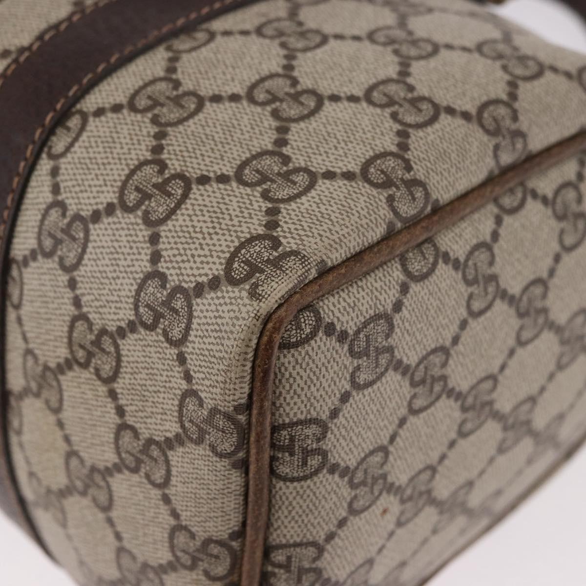 GUCCI GG Supreme Web Sherry Line Hand Bag PVC Beige Gold Red Auth 184430