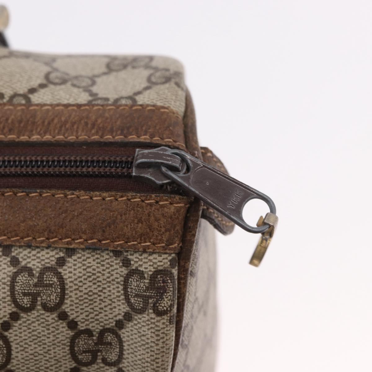GUCCI GG Supreme Web Sherry Line Hand Bag PVC Beige Gold Red Auth 184430