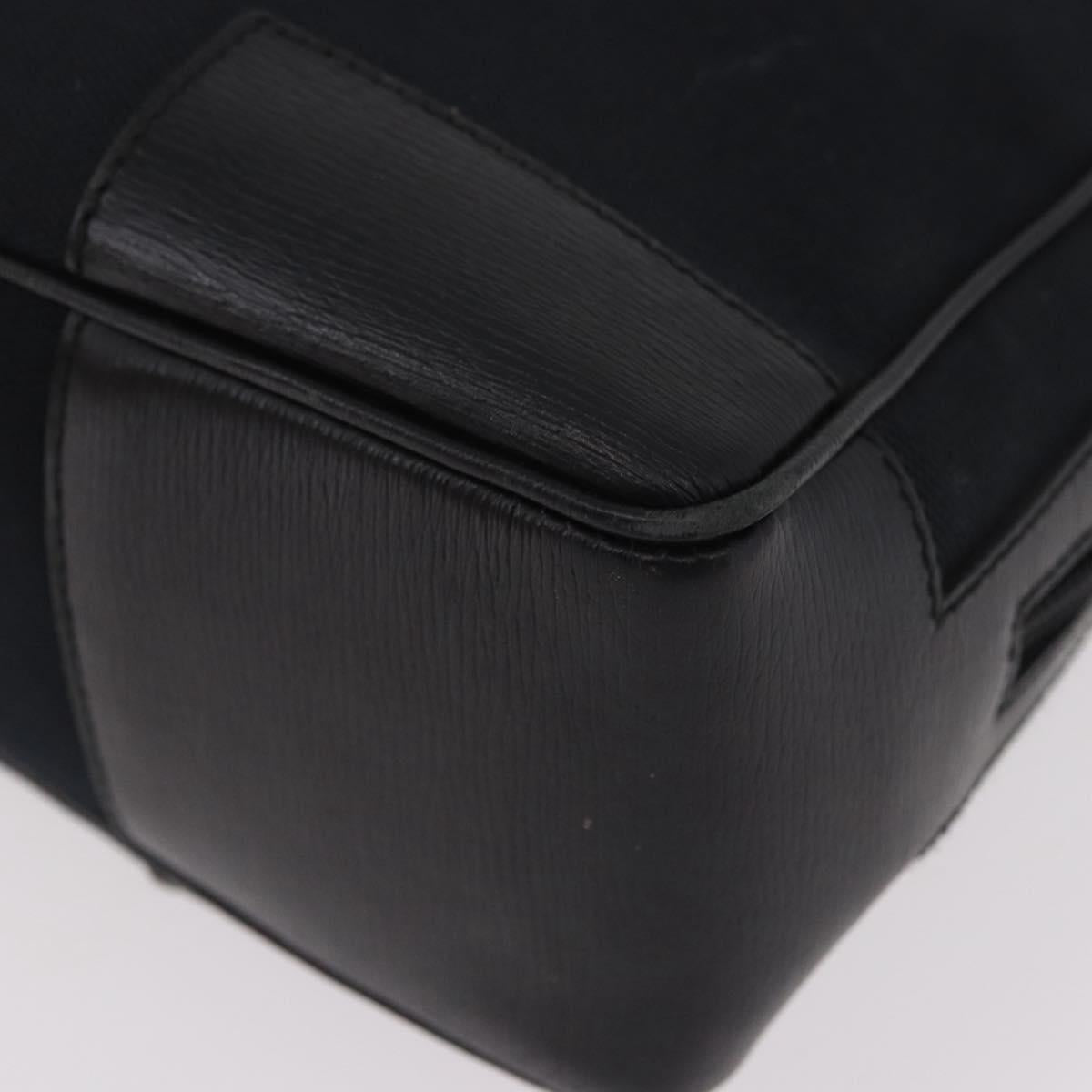 GUCCI Hand Bag Canvas Black Gold Auth 184433