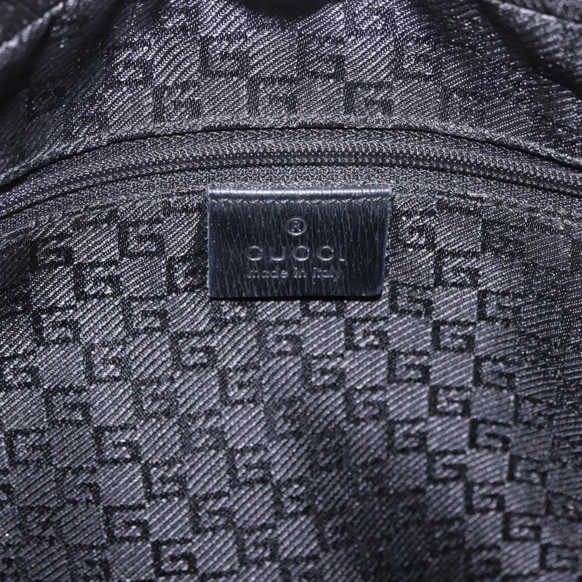 GUCCI Hand Bag Canvas Black Gold Auth 184433