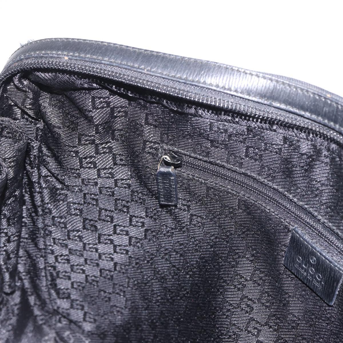 GUCCI Hand Bag Canvas Black Gold Auth 184433