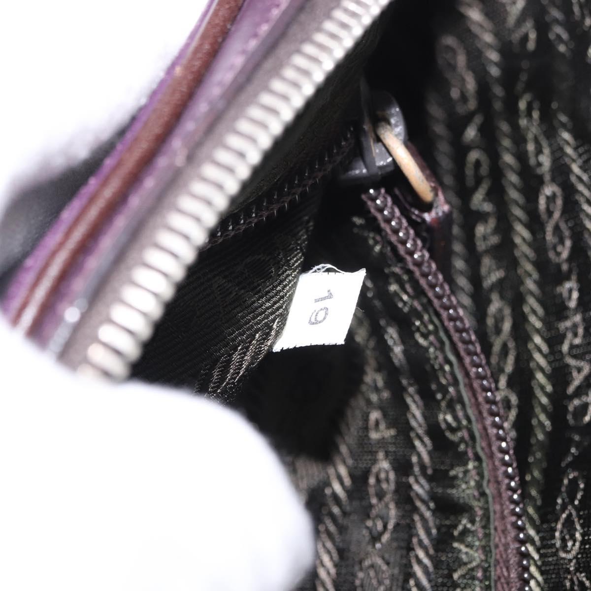 PRADA Shoulder Bag Leather Navy Silver Auth 184434
