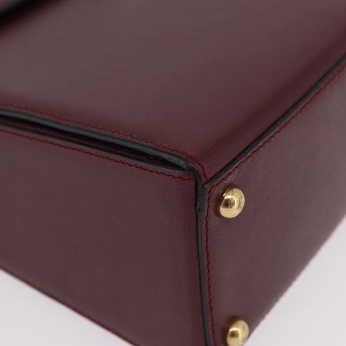 CARTIER Must Line Hand Bag Leather Bordeaux Gold Auth 184437A